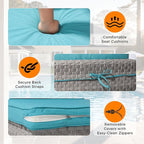 14-Seat Modern Patio Furniture Set with Swivel Rocking Chairs, Thick 4″ Cushions, Dual-Strand Wicker Rattan, Rust-Resistant Steel Frame – Outdoor Conversation & Modular Sectional,Blue