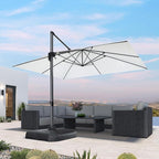 PURPLE LEAF 10' X 13' Patio Umbrella Outdoor Cantilever Rectangle Umbrella Aluminum Offset Umbrella with 360-degree Rotation for Garden Deck Pool Patio White