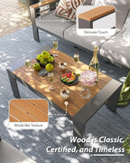 Aoxun Aluminum Outdoor Patio Furniture Set, 7 Seats Outdoor Sectional with Coffee Table, Patio Conversation Sets with Upgraded Armrests and Cushions for Backyard, Garden and Poolside（Grey）