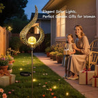 HOMEIMPRO Outdoor Solar Garden Lights Waterproof, Gifts for Mom Dad, Yard Art, Pathway, Lawn Ornaments, Outdoor Decor,Birthday Gifts for Wife Women (Bronze,2Pack)