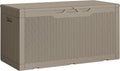 Greesum Outdoor Storage Box 100 Gallon Storage Bin with Lid for Patio Furniture, Garden Tools, Pool Supplies, Lockable, Waterproof and UV Resistant, Light Coffee