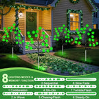 4 Pack St Patricks Day Solar Outdoor Lights, 80 LED St Patricks Day Decorations, Solar Shamrock Stakes Lights with 8 Modes, Waterproof Lucky Green Clover Pathway Light for Yard Garden Lawn Decor