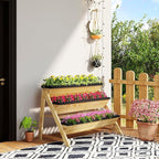 HAPPYGRILL 3-Tier Wooden Raised Garden Bed, Elevated Planter Box Kit with Legs & Liners for Flower Herb Vegetable, Indoor Outdoor Vertical Raised Bed for Gardening Patio Balcony Greenhouse