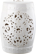 Safavieh Flora Glazed Ceramic Decorative Garden Stool, Antique White (ACS4527A)