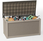 310 Gallon Lockable Outdoor Storage Box – Waterproof Resin Deck Box for Patio Furniture, Garden Tools, Pool Accessories (Gray)