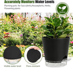 Plant Pots 4/5/5.5/6/6.5/7/8 Inch Self Watering Pots, 7 Pack Plastic Planters with Drainage Holes and Clear Saucers,Plastic Flower Pots,Nursery Planting Pot for Indoor Out Door Plants(Black)