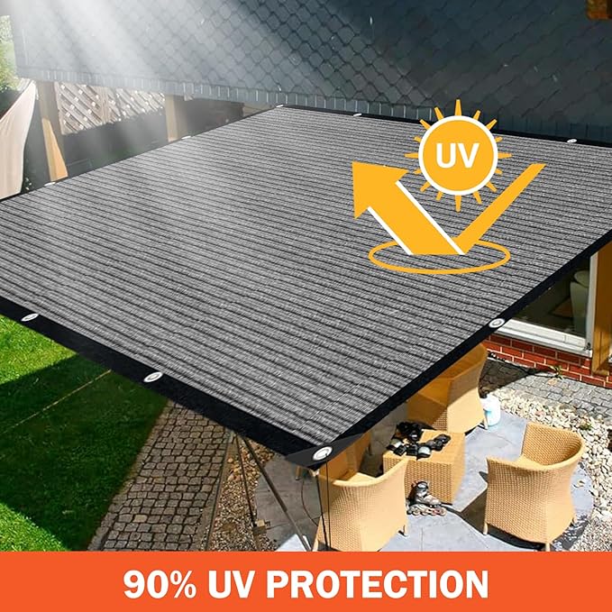 Sun Shade Cloth with Grommets,90% UV Protection Shade Fabric,Pergola Shade Cover Canopy Fence Privacy Screen Balcony,Sunshades for Patio Pergola Garden Backyard Porch Outdoor,Grey-8x20FT