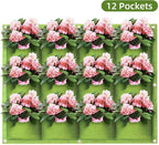 Hanging Planting Grow Bags, 12 Pockets Hanging Vertical Wall Planter Wall Mounted Grow Bag Outdoor Indoor Gardening Vertical Greening Flower Container, Planting Bags Storage Bags(0.6 m × 0.8 m, Green)