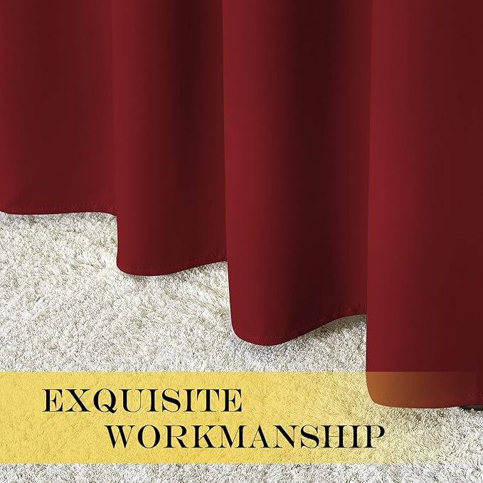 NICETOWN Blackout Curtains 84 Inch Length, Thermal Insulated Curtains for Bedroom Grommet Energy Saving Room Darkening Drapes for Living Room Window, 1 Panel, Burgundy Red, 66" W x 102" L