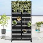 Casaphoria Metal Privacy Screen Outdoor, 72" H x 35" W Freestanding Decorative Privacy Screen for Patio Deck Balcony Garden with Stable Base, Black-Louvered