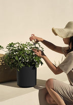 Veradek Demi Series Round Planter for Porch, Patio, Backyard | Durable Plastic-Concrete Material | Modern Décor for Tall Plants, Flowers
