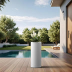 Kante 18.9 Inch Tall Cylindrical Planter, Large Round Plant Pots with Drainage Hole, Made with Concrete, Suitable for Indoor Outdoor Plants, Home Decor, White