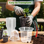 MIXC Clear Nursery Pots with Humidity Domes, 5/4/3.5 Inch Reinforced Transparent Plastic Pots for Planting with Drainage Holes, for Tomato Seedlings, Cactus, and Herbs, 30 Pack