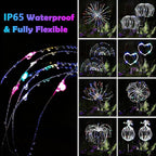 2 Pack Solar Firework Lights Outdoor - Verified 200 LED & 8 Modes - Starburst Solar Powered Garden Lights, Reinforced Durable Stakes, Waterproof Pathway Walkway Lights for Yard Patio Decor
