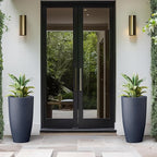 Kante 23.6" H Charcoal Concrete Tall Planters (Set of 2), Large Outdoor Indoor Decorative Plant Pots with Drainage Hole and Rubber Plug, Modern Style for Home and Garden