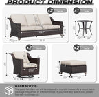 Joyside Wicker Patio Furniture Sets, 7 Pieces Upgraded Large Size Outdoor Furniture with Swivel Rocking Patio Chairs, Two 3-Seat Sofa, Outdoor Ottoman, Thick Cushions, Wide Armrest, Beige