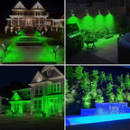T-SUN Green Solar Spotlights, IP65 Waterproof Outdoor 4 LED Solar Garden Lights, Auto ON/Off Adjustable Wall Lights, 180°Angle Adjustable for Tree,Patio,Yard,Driveway,Stairs,Pool Area (Green-4 Pack)