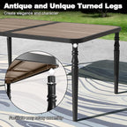 NUU GARDEN Patio Dining Table for 6, 61” x 37” Large Rectangle Metal Table with Wood-Grain Tabletop, Outdoor Table with 2.1” Umbrella Hole for Backyard, Lawn, Garden, Black