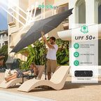JEAREY 9FT Outdoor Patio Umbrella with Solar Lights, LED Lighted Pool Umbrella with Tilt and Crank, Outdoor Table Umbrellas for Deck, Yard & Market (Jet Black)