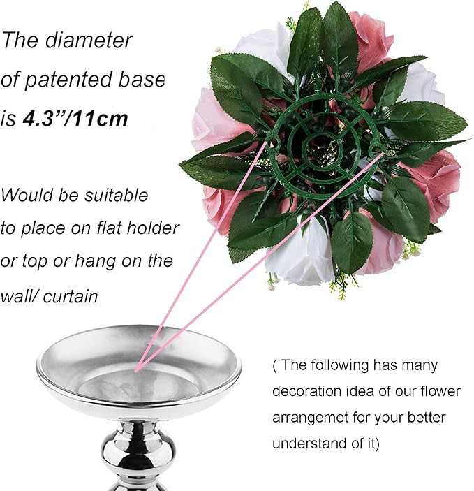Artificial Flowers, Dusty Rose Silk Rose Balls, 9.5-Inch Centerpiece Decor