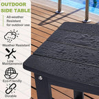 Y&M Outdoor Side Table, HIPS Adirondack Small Single Table, Waterproof Square Outside Table, Balcony Modern End Tables for Patio, Pool, Beach, Porch, Deck, Indoor or Outdoor Use (Black, 2 Pack)