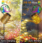 Solar Watering Can Lights Outdoor Garden Decor, Large Fairy Hanging Lantern with Shepherd Hook, Waterproof Garden Lights for Outdoor Yard, Gifts for Mom Grandma Mothers Day Christmas Gifts