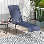 Giantex 2 Pack Patio Lounge Chair, Outdoor Chaise Lounge with 5 Adjustable Backrest, Sturdy Steel Frame, Sunbathing Recliner, Beach Chair, Tanning Chair for Outside, Yard, Balcony, Pool Chairs, Navy
