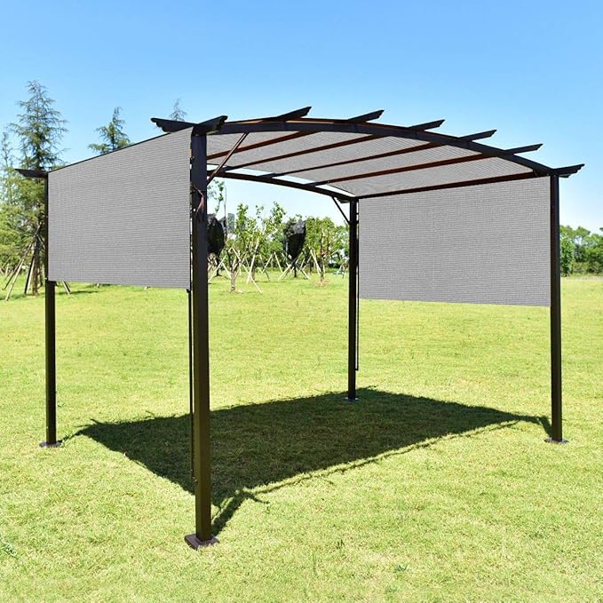 Eden's Decor Straight Flat-Edged Sun Shade Sail Rectangular 5' x 11' Grey UV-Blocking Outdoor Canopy Fabric Cloth Awning for Pergola Patio Garden Backyard Custom Size