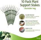 Stackable Plant Support Stakes, Indoor & Outdoor Houseplant Stem Support, Garden Accessories, Trellis Alternative for Climbing & Potted Plants - Monstera (Dark Green), 10 Pack, 17" L