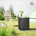 HOMCOM 2.6 Gal Outdoor Cooler Side Table, 3-in-1 Cool Coffee Table with Storage, Removable Ice Bucket and Lid, Concrete Small Patio Table for Party, Poolside, Deck, Charcoal Gray
