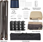 Yaheetech 11'x11' Pop Up Gazebo Instant Tent with 17 Solar LED Lights & Zippered Mesh Netting, Outdoor Shelter Sun Shade Gazebo with Sandbags for Backyard Garden Patio, Khaki & Brown