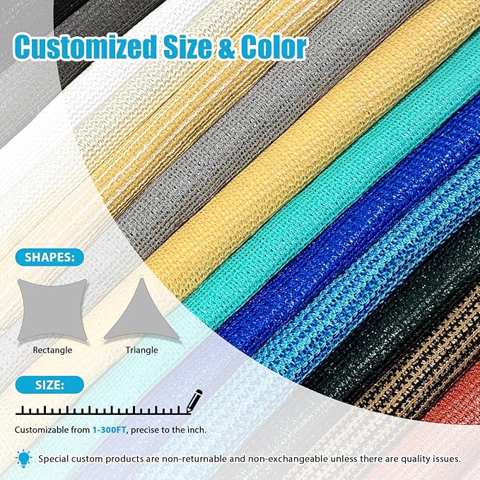 Amagenix Sun Shade Sail 16'X20' Curved Edge Outdoor Shade Canopy Sand Breathable 95% UV Block Shade Cloth for Patio Garden Backyard (We Make Custom Size)