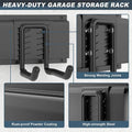 Storage Rack Garden Tool Organizer with 15 Hooks, Black Alloy Steel