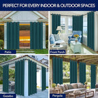 PureFit Outdoor Curtains for Patio Waterproof Weatherproof, UV and Fade Resistant Outside Curtains for Gazebo, Front Porch, Pergola, Sun Blocking Privacy Curtain, 52W x 84L inch, 1 Panel, Teal