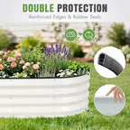 INNO STAGE 3Pcs Galvanized Raised Garden Bed Kit, Outdoor Metal Raised Garden Beds for Vegetables, Rust-Resistant & Easy Assembly, 4x2x1ft Oval Raised beds for Gardening, Flowers, Herbs (White)