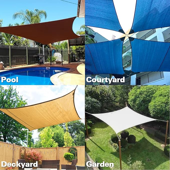 KANAGAWA 10'X18' Turquoise Mix Custom Size Sun Shade Sail Rectangle UV Block Canopy Cover for Patio Backyard Lawn Garden Outdoor (Customized Available)