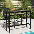 COSTWAY 3 Piece Outdoor Bar Table and Chairs Set, 48" Pub Height Bar Table & 2 Cushioned Bar Stools with Rhombus Backrest, Metal Patio Bar Table Set for Balcony, Backyard, Porch, Pool