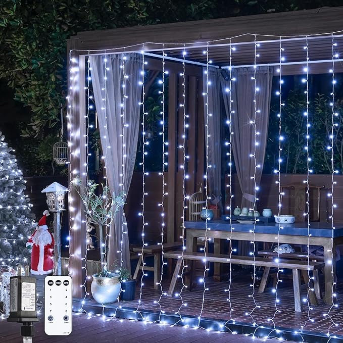 Curtain String Lights 900 LED Cool White Outdoor Waterproof 9.5 x 29.5 ft