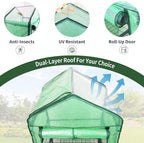 4 Tier Mini Greenhouse for Outdoor Indoor, Double-Layer Roof, Heavy Duty Small Greenhouses with PE Cover, Portable Green Houses for Outside Winter Plant Protection, 64'' H x 27'' L x 20'' W