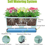 Window Box Planter 8 Pcs, 17 Inches Rectangle Flower Pots with Drainage Holes & Trays, Vegetable Planters for Windowsill Patio Garden Balcony Home Indoor Outdoor (Green, 16 * 7 * 6 inch)