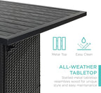 Best Choice Products 5-Piece Outdoor Wicker Bar Table Set for Patio, Poolside, Backyard w/Built-in Bottle Opener, Hidden Storage Shelf, Metal Tabletop, 4 Stools - Black