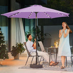 JEAREY 9FT Outdoor Patio Umbrella with Solar Lights, LED Lighted Pool Umbrella with Tilt and Crank, Outdoor Table Umbrellas for Deck, Yard & Market (Taro Purple)
