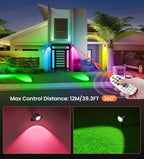 MEIKEE 15W RGB Landscape Lights 12V 24V Low Voltage Landscape Lighting RGBW Color Changing IP66 Waterproof Outdoor Spot Lights with Connectors for Garden Path Yard (12 Pack)