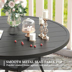 VICLLAX 5 Pieces Patio Dining Set for 4, Outdoor Furniture Set Includes 40.7" Round Patio Table and 4 Patio Stackable Chairs, Black Tabletop and Grey Fabric