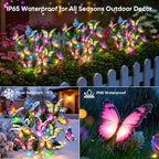 Solar Lights Outdoor Garden Decor: 2 Pack 34 Silk Butterflies with 44 Color-Changing LEDs - Auto On/Off 12H Magical Lighting IP65 Waterproof for Yard Patio Pathway - Unique Gifts for Mom Grandma