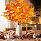 Artificial Maple Leaves Branches, 3-Pack 30-Inch Orange LED Lighted Stems