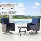 Kullavik 11 Pieces Outdoor Patio Furniture Set,PE Wicker Rattan Sectional Sofa Patio Conversation Sets with 43" 55000BTU Gas Propane Fire Pit Table,Swivel Rocking Chairs Set,Navy Blue