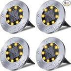 Solar Ground Lights, Waterproof Solar Garden Lights, Upgraded Outdoor Garden Waterproof Bright in-Ground Lights, Landscape Lights for Pathway,Yard,Deck,Lawn,Patio,Walkway (4 Pack Warm Light)