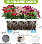 Self-Watering Rectangle Planter Boxes 8-Pack, 15.7-Inch Window Box Planter with Drainage Holes & Trays, Pots for Vegetables, Herbs, Flowers, Garden Windowsill Balcony (White)