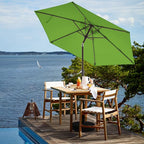 JEAREY 7.5FT Patio Umbrella Market Table Umbrella with 6 Sturdy Ribs, Push Button Tilt/Crank Outdoor Umbrella for Garden, Deck, Backyard, Pool and Beach,Grass Green